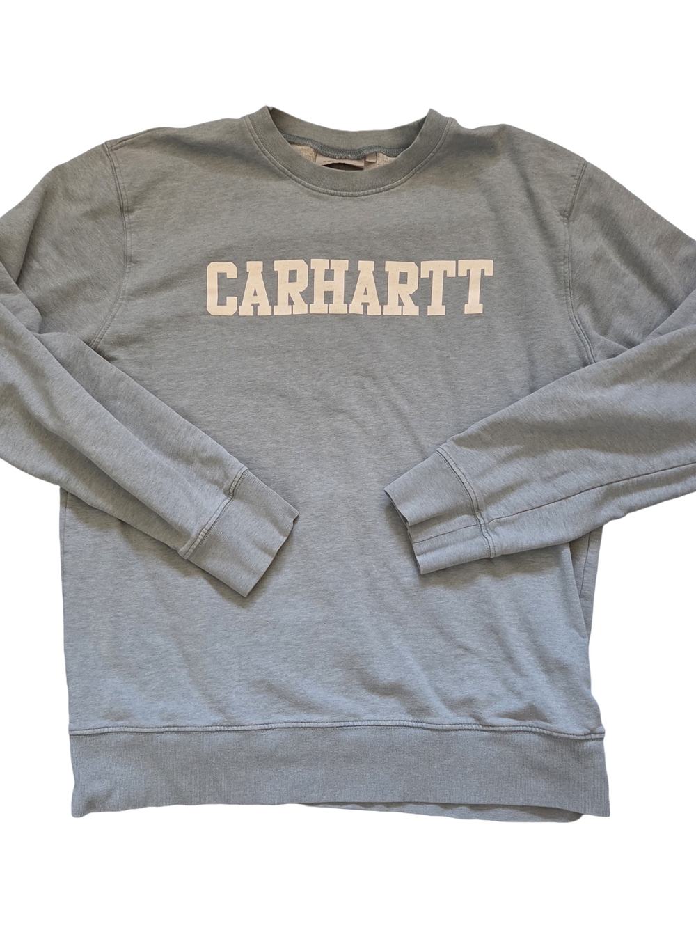 Carhartt Light Gray Crewneck Sweatshirt with White Logo Size L